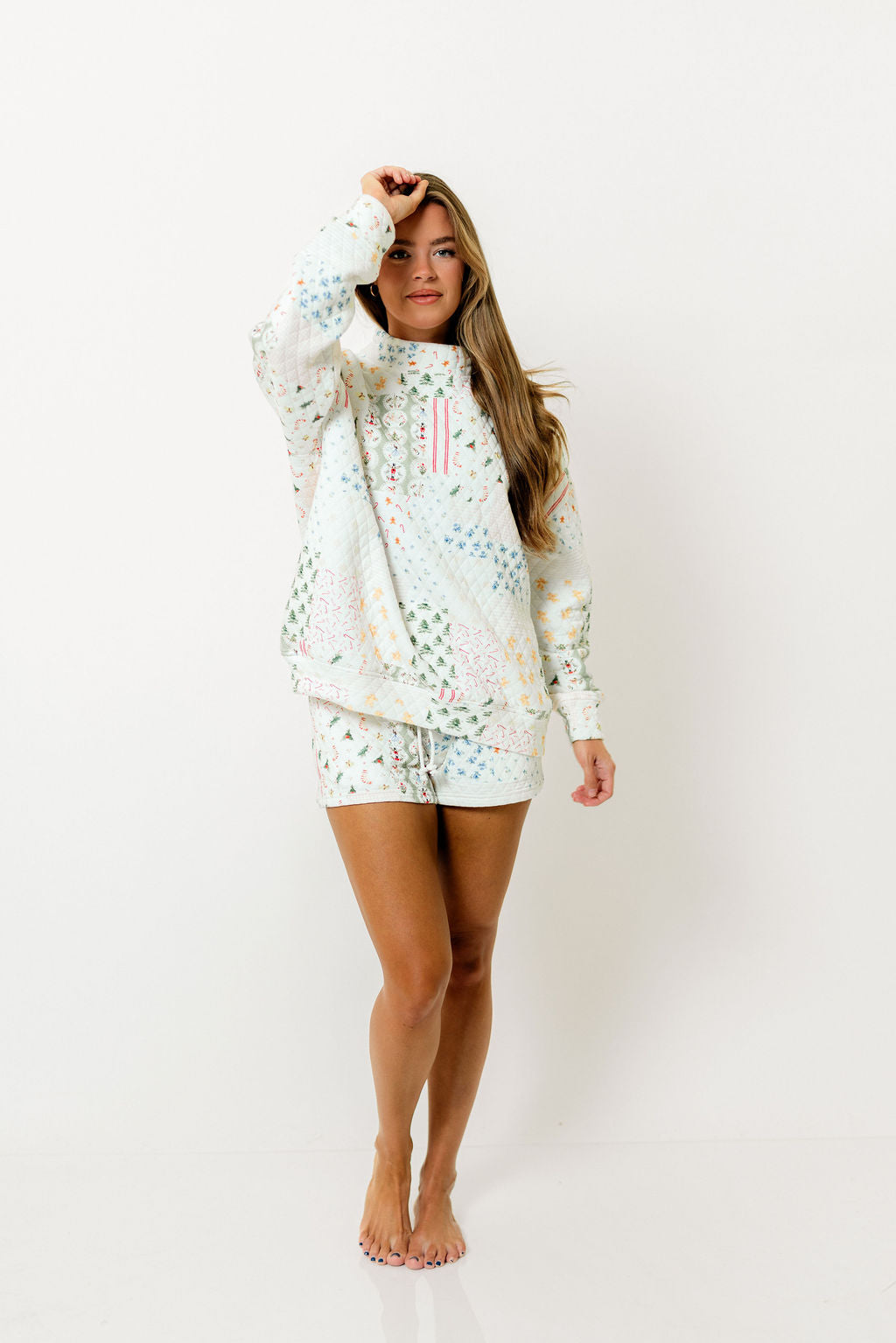 Christmas Quilted Mockneck Sweatshirt Set