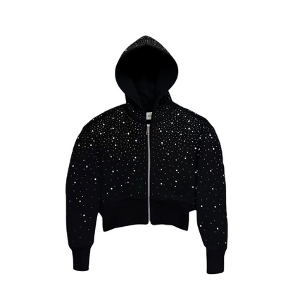 VYBES Women's Cropped Galaxy Hoodie