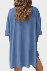 Casual Oversized 2-Piece Lounge Set with Crewneck & Split Hem