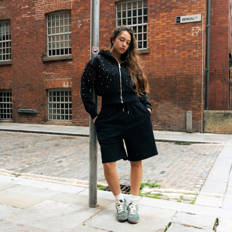 VYBES Women's Cropped Galaxy Hoodie